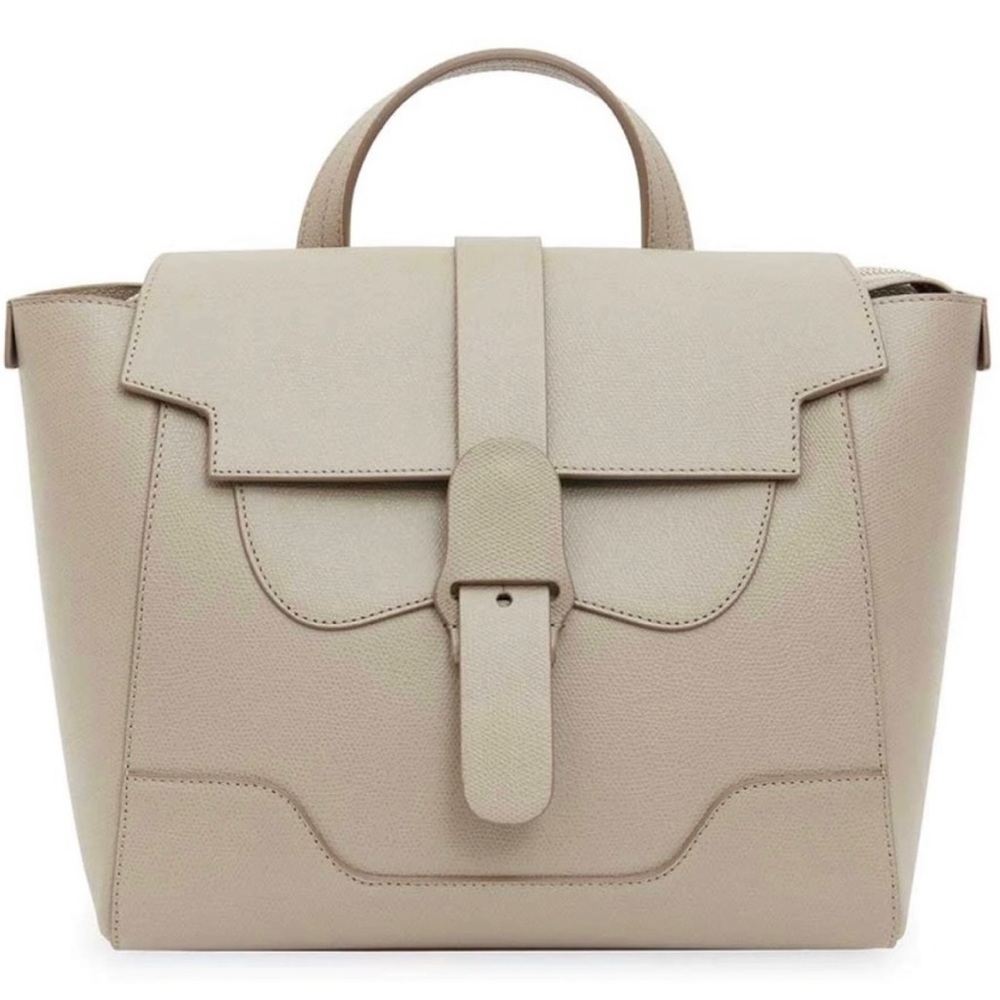 Senreve Beige Leather Top-Handle Shoulder Bag